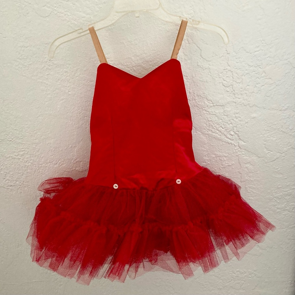 Vintage Curtain Call Costumes Dance Tutu Ballerina Dress Red